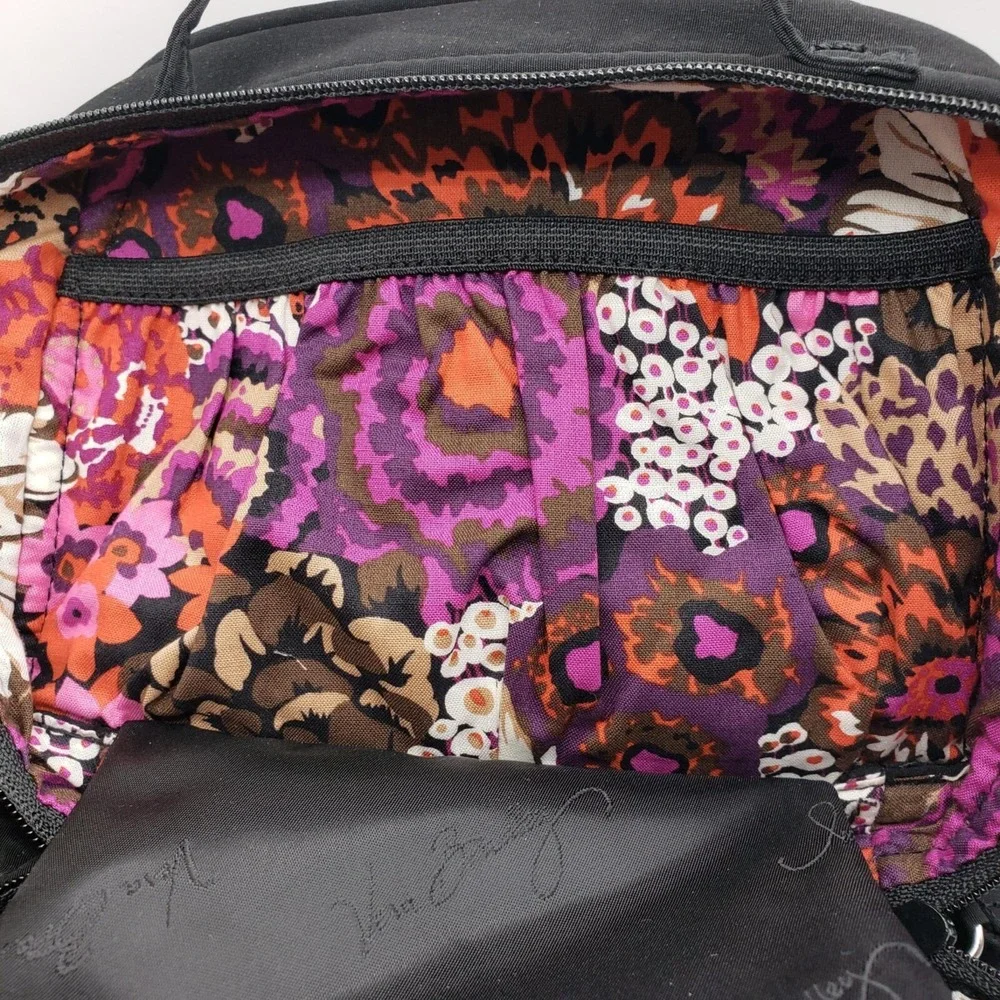 Vera Bradley 6 Pocket Travel Jewelry Organizer Classic Black Zebra Dome Velvet